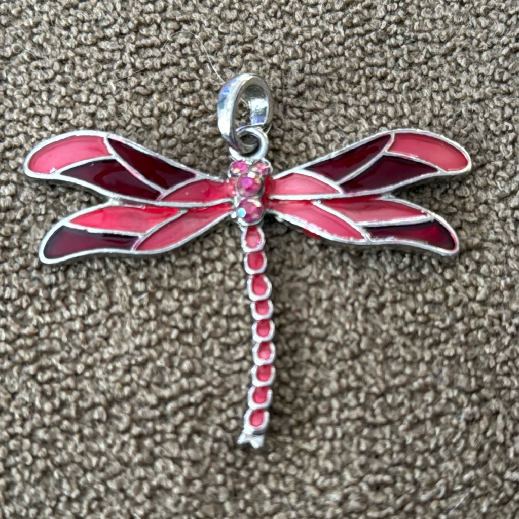 Pink And Purple Enamel Silver Tone Charm Pendant (Td)